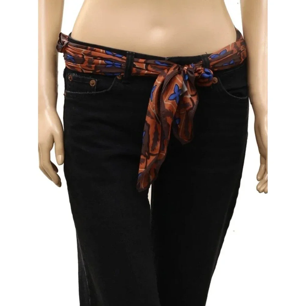 Free People So Silk Printed Bandana Scarf Tube Top Belt Floral Paisley Wrap OS